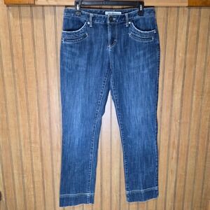 Tommy Hilfiger Denim Jeans Distressed Pockets Dark‎ Wash Cropped Size 6